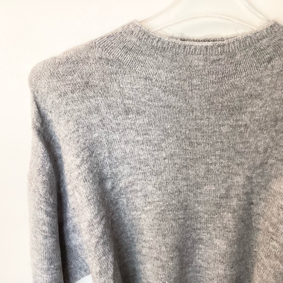 NWT WAYF Belted / Tie Hem Wool Blend Sweater - Gray - M - Picture 2 of 6